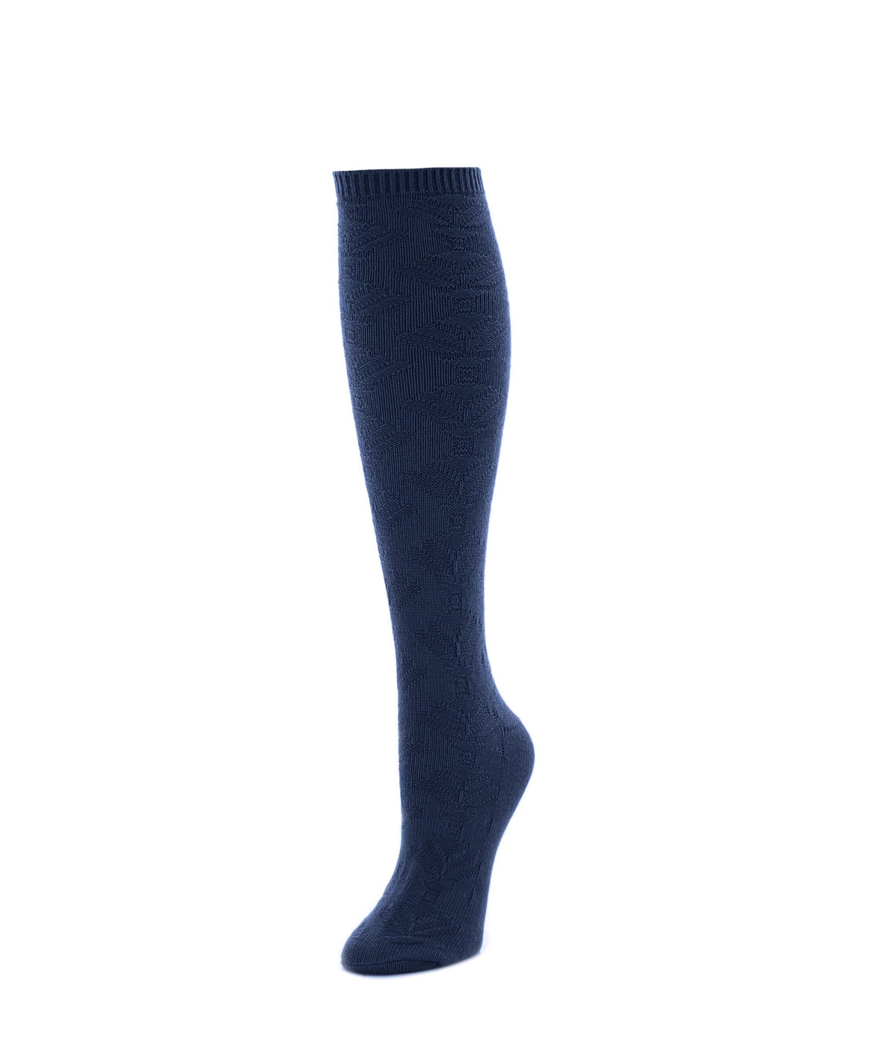 Women's Flower Lined Ribbed Knee High Socks : Color: Chai Tea