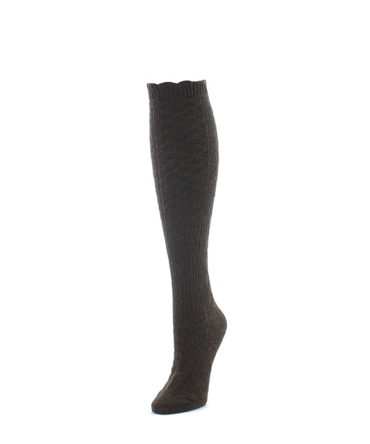Diamond Ridged Combed Cotton Knee High Socks : Color: Brown Heather