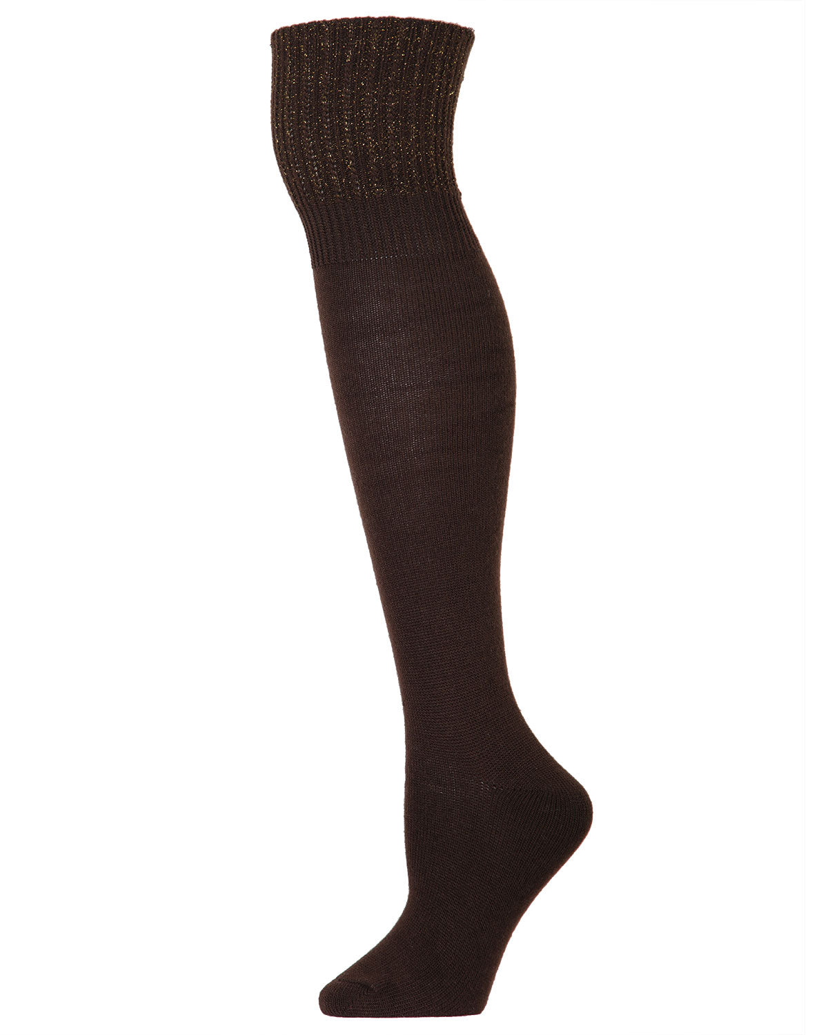 Ribbed Cuff Omni Cotton Blend Knee High Socks : Color: Brown