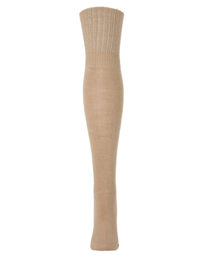 Ribbed Cuff Omni Cotton Blend Knee High Socks : Color: Camel