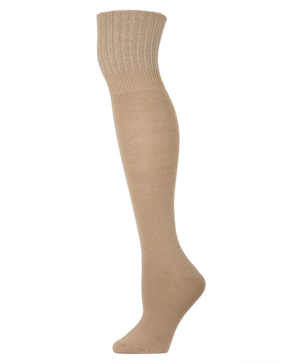 Ribbed Cuff Omni Cotton Blend Knee High Socks : Color: Camel