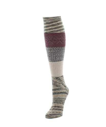 Marled Combo Pattern Knee High Socks : Color: Brown Heather