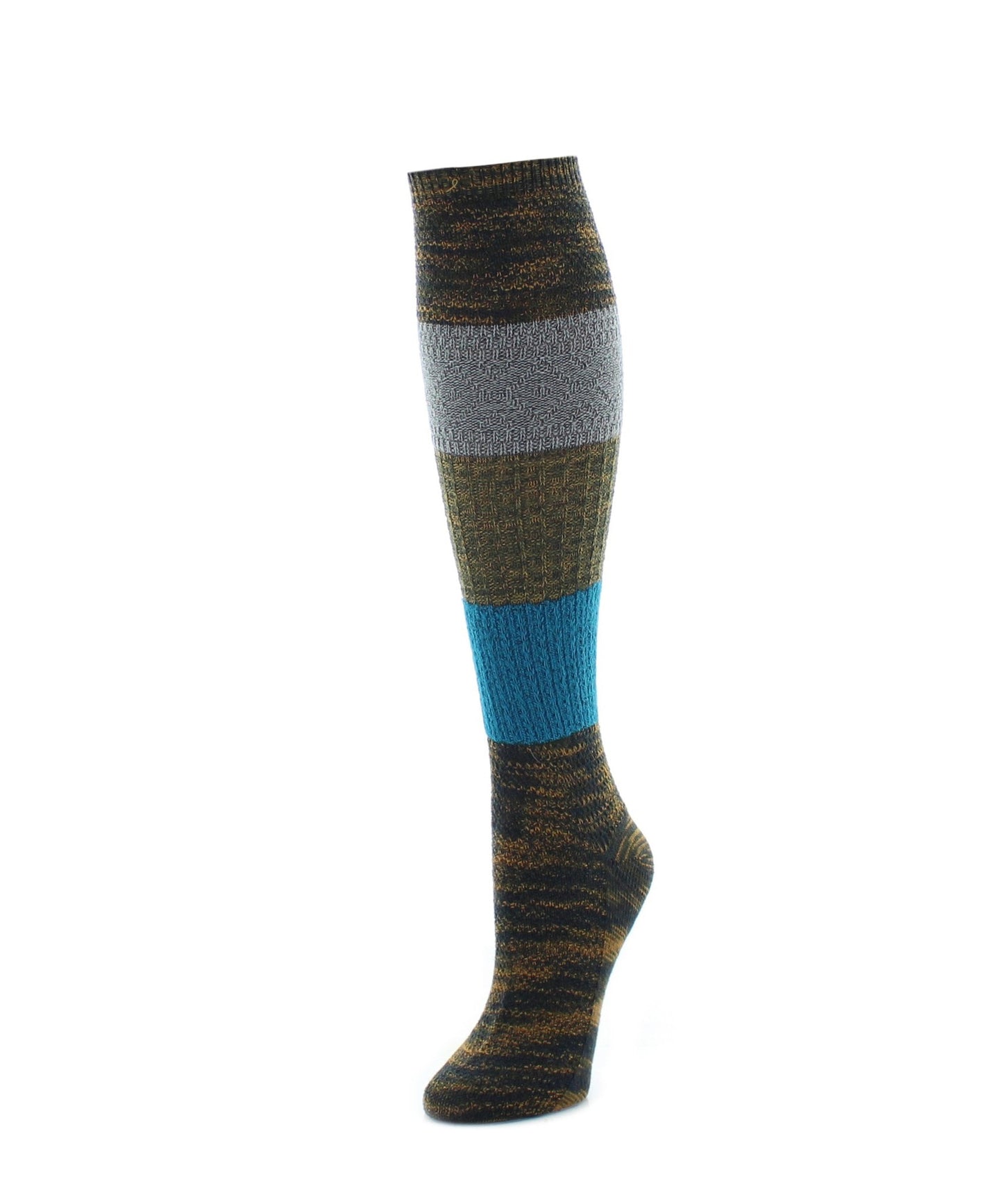 Marled Combo Pattern Knee High Socks : Color: Rosin Heather