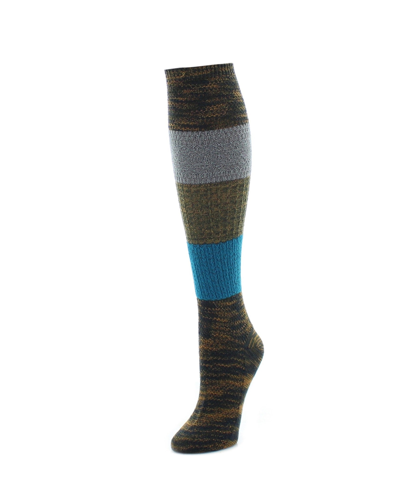 Marled Combo Pattern Knee High Socks : Color: Rosin Heather