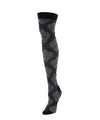 Two Tone Damask Cotton Blend Over The Knee Socks : Color: Black