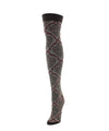 Two Tone Damask Cotton Blend Over The Knee Socks : Color: Brown Heather