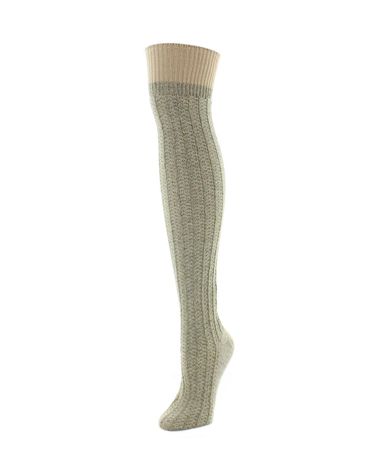 Marled Rib Over the Knee Socks : Color: Oatmeal