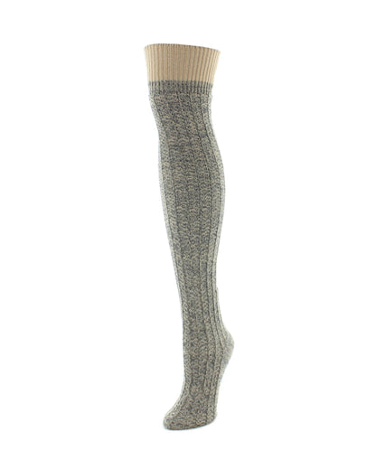 Marled Rib Over the Knee Socks : Color: Taupe