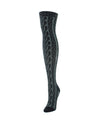 Zipper Pattern Women's Cotton Blend Over The Knee Sock : Color: Black