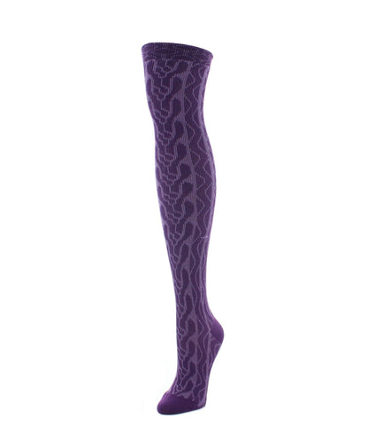 Zipper Pattern Women's Cotton Blend Over The Knee Sock : Color: Blackberry Cordial Heather