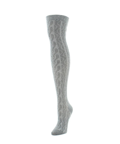 Zipper Pattern Women's Cotton Blend Over The Knee Sock : Color: Medium Gray Heather