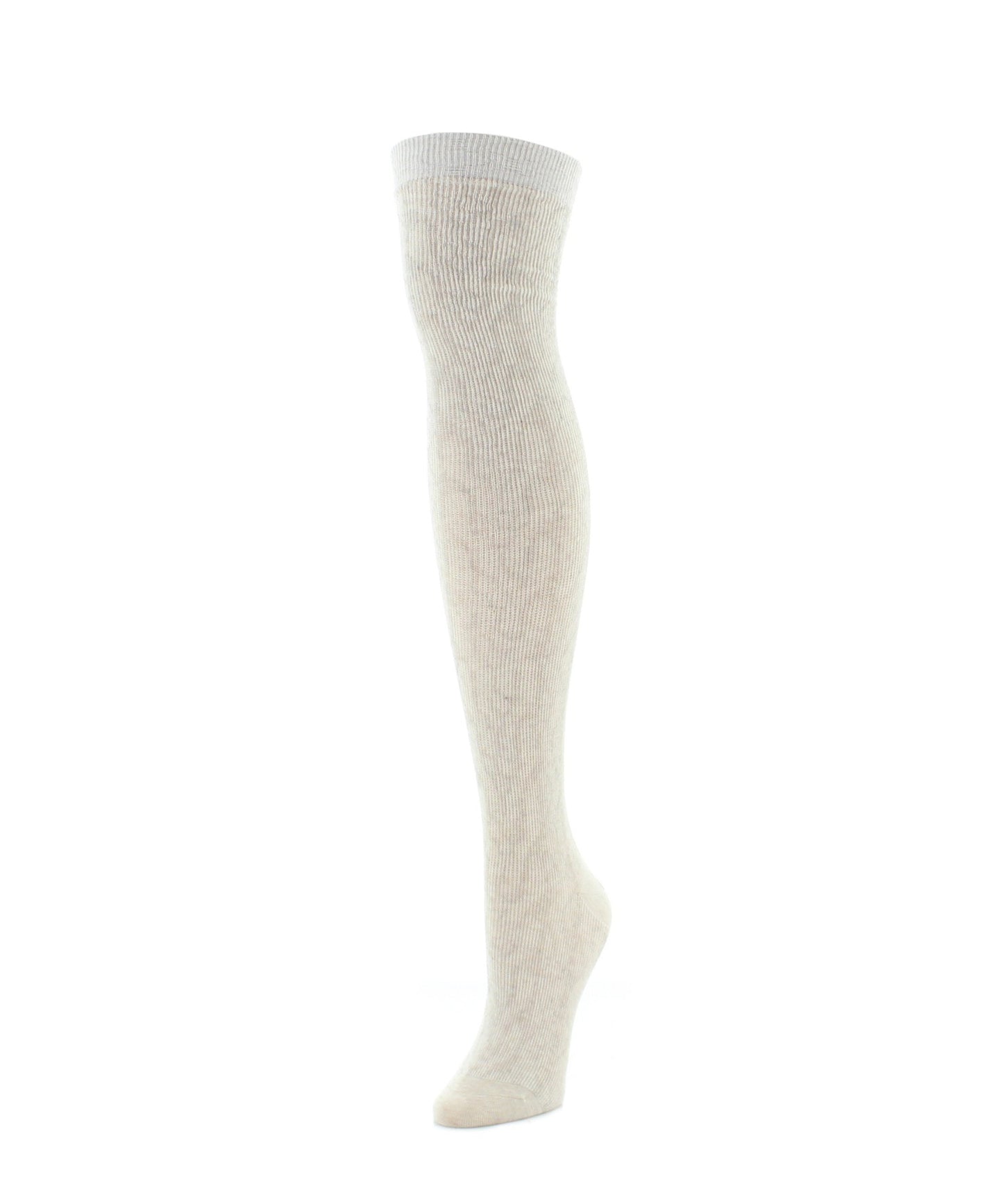 Zipper Pattern Women's Cotton Blend Over The Knee Sock : Color: Oatmeal Heather