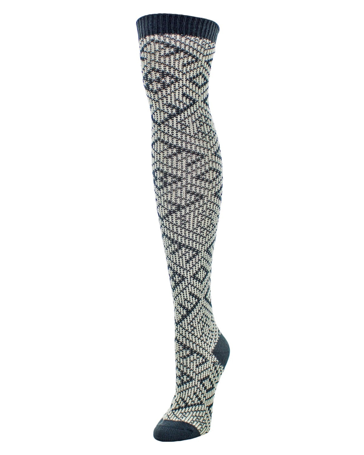 Checkers & Weaves Over The Knee Socks : Color: Black