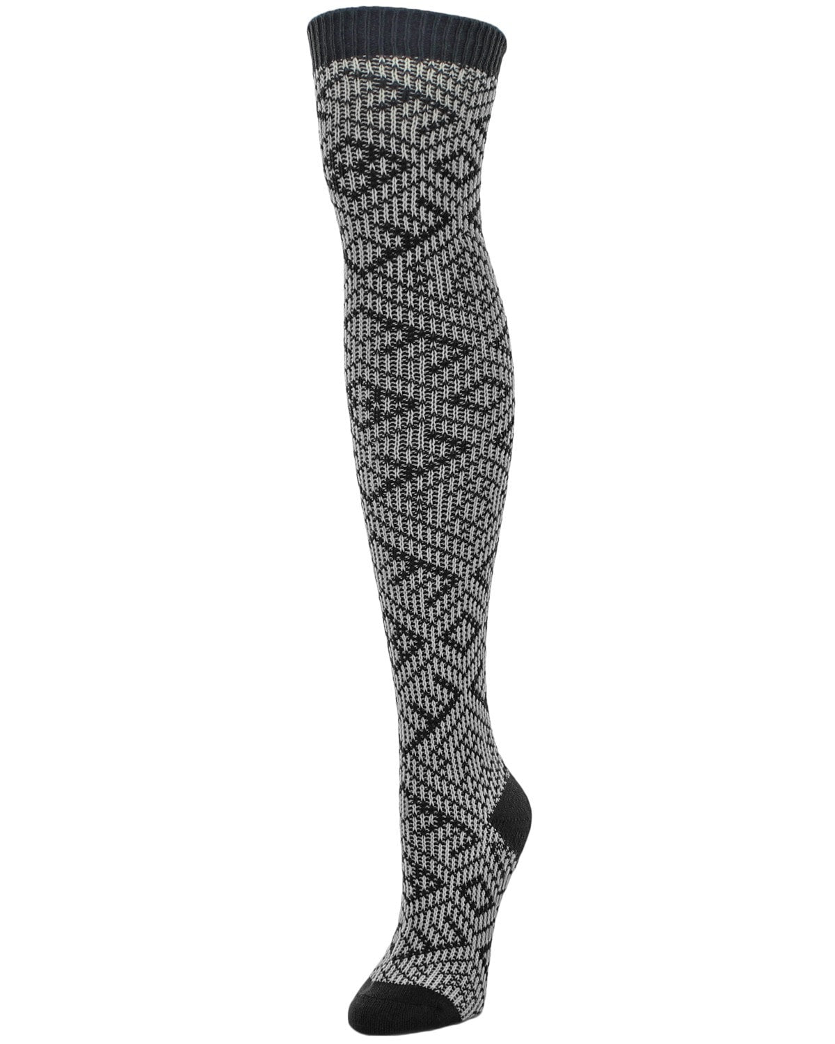 Checkers & Weaves Over The Knee Socks : Color: Dark Gray