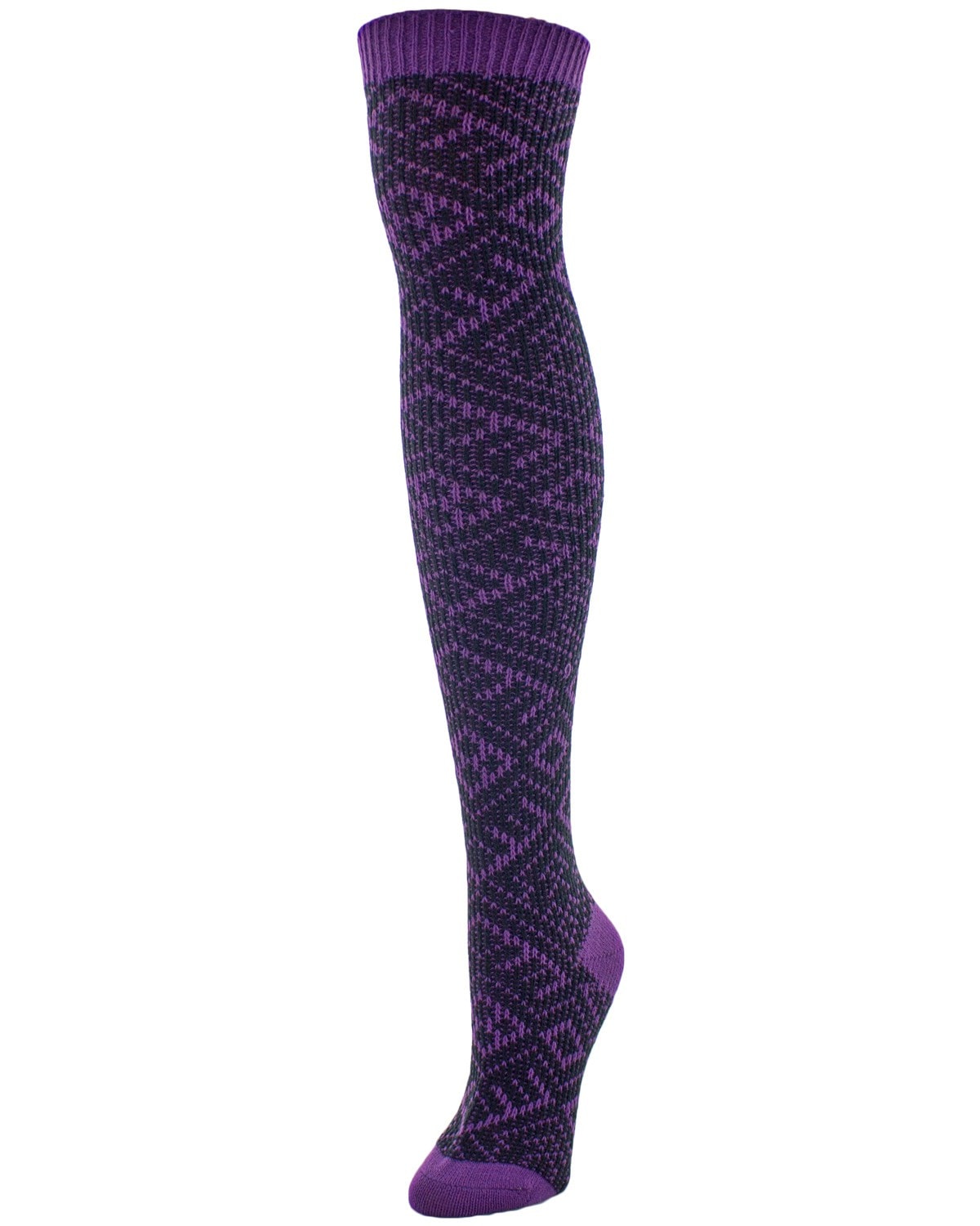 Checkers & Weaves Over The Knee Socks : Color: Imperial Purple