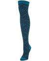 Checkers & Weaves Over The Knee Socks : Color: Ocean Depths