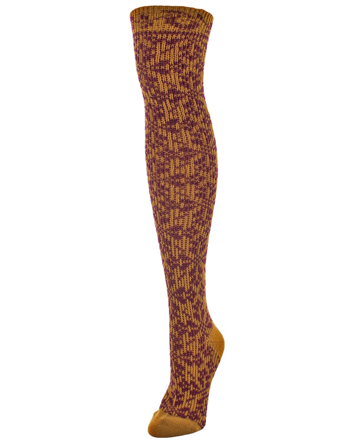 Women's Brussels Lace Fair Isle Over The Knee Socks : Color: Black