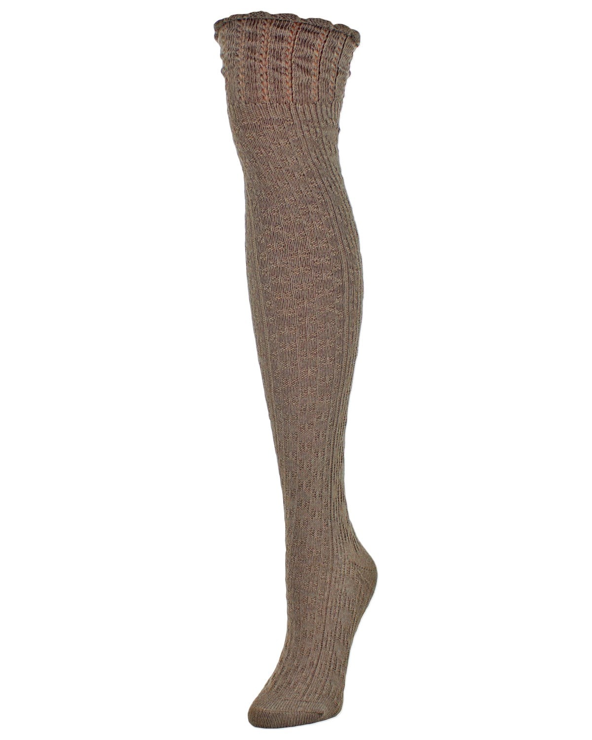 Honeycomb Bee Over The Knee Socks : Color: Taupe