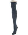 Diamond Crochet Cotton Blend Over The Knee Socks : Color: Dark Gray Heather