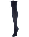 Fine Crosshatch Cotton Blend Over The Knee Socks : Color: Black