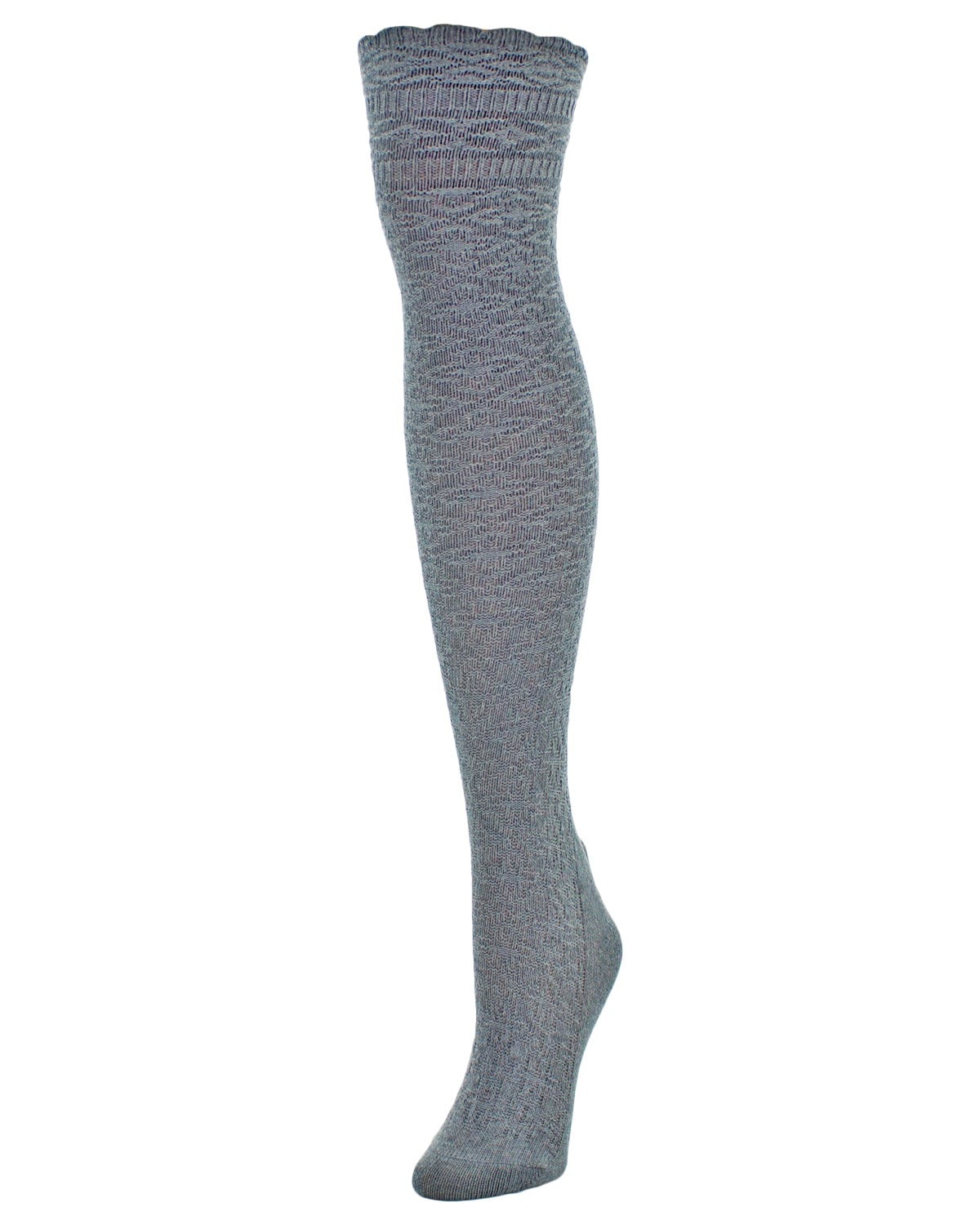 Fine Crosshatch Cotton Blend Over The Knee Socks : Color: Medium Gray Heather