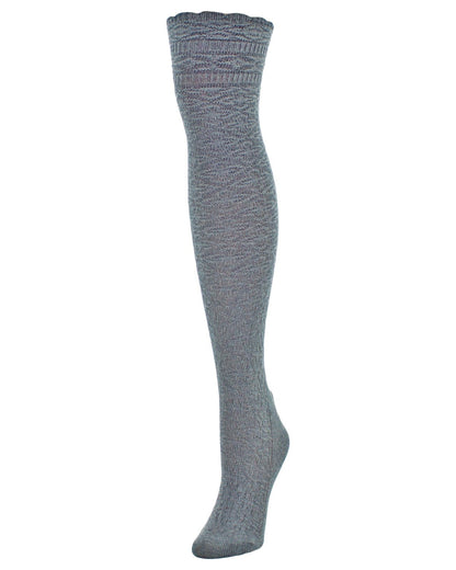 Fine Crosshatch Cotton Blend Over The Knee Socks : Color: Medium Gray Heather