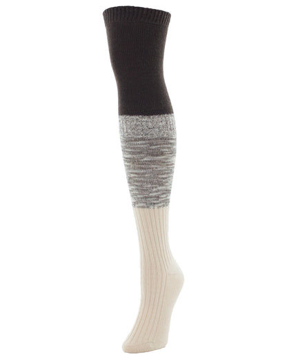 Three Tone Over The Knee Socks : Color: Dark Brown