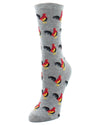 Early Bird Rooster Bamboo Blend Crew Novelty Socks : Color: Medium Gray Heather