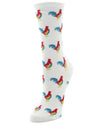 Early Bird Rooster Bamboo Blend Crew Novelty Socks : Color: Winter White