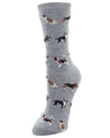 Puppy Parade Beagle & Pitbull Bamboo Blend Crew Socks : Color: Medium Gray Heather