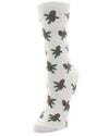 Pinecones Bamboo Blend Novelty Crew Socks : Color: Winter White