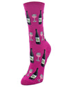 Wine Glass Bamboo Blend Crew Socks : Color: Festival Fuchsia