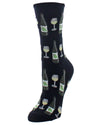 Wine Glass Bamboo Blend Crew Socks : Color: Black