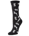 Women's Bunny Hop Bamboo Blend Novelty Crew Socks : Color: Black