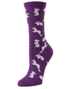 Women's Bunny Hop Bamboo Blend Novelty Crew Socks : Color: Blackberry Cordial