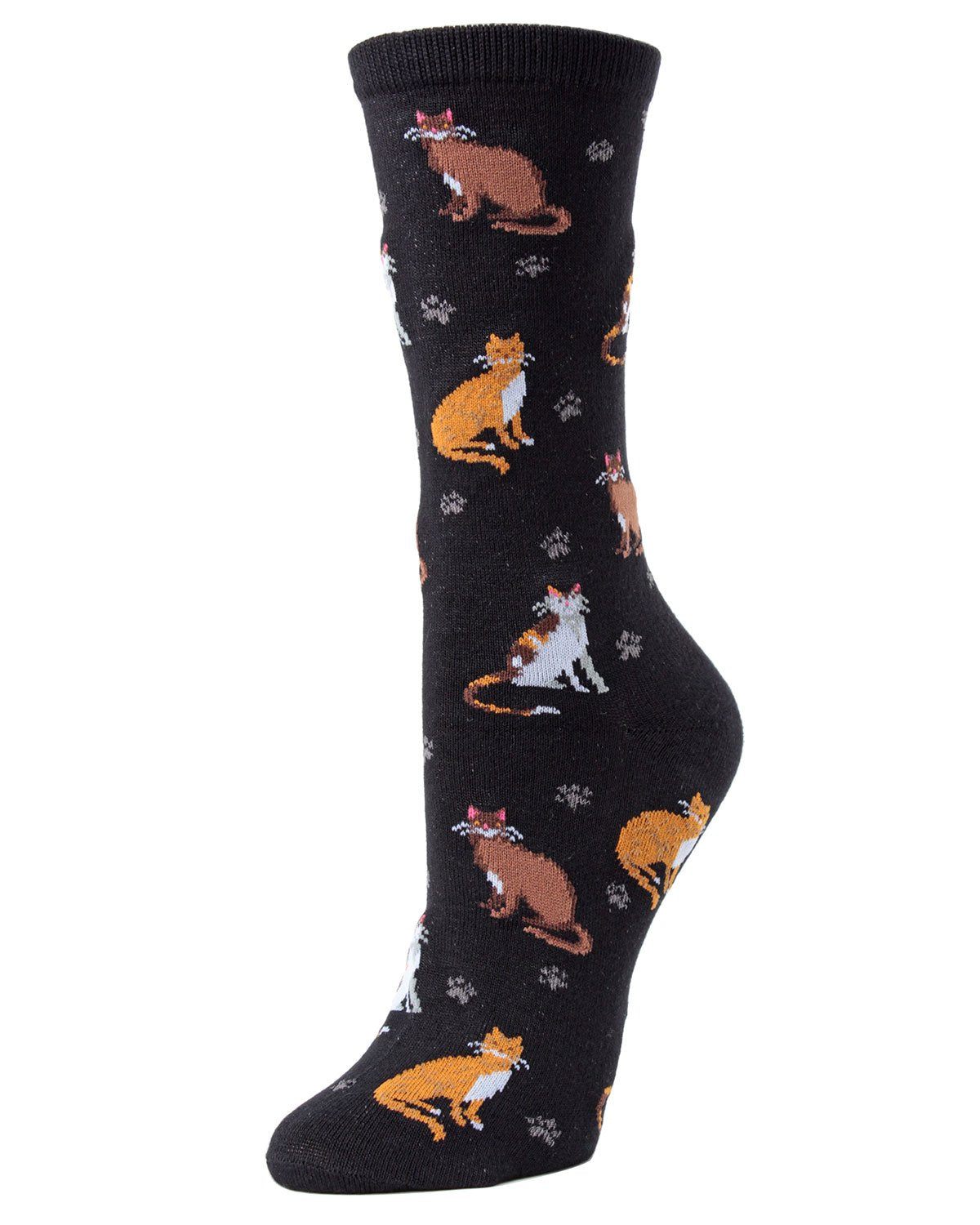 Cats & Friend Bamboo Blend Crew Socks : Color: Black