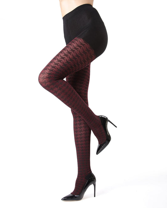 Women's Houndstooth Sweater Tights : Color: Burgundy Heather