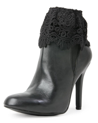 Mavia Lace Crochet Boot Toppers : Color: Black