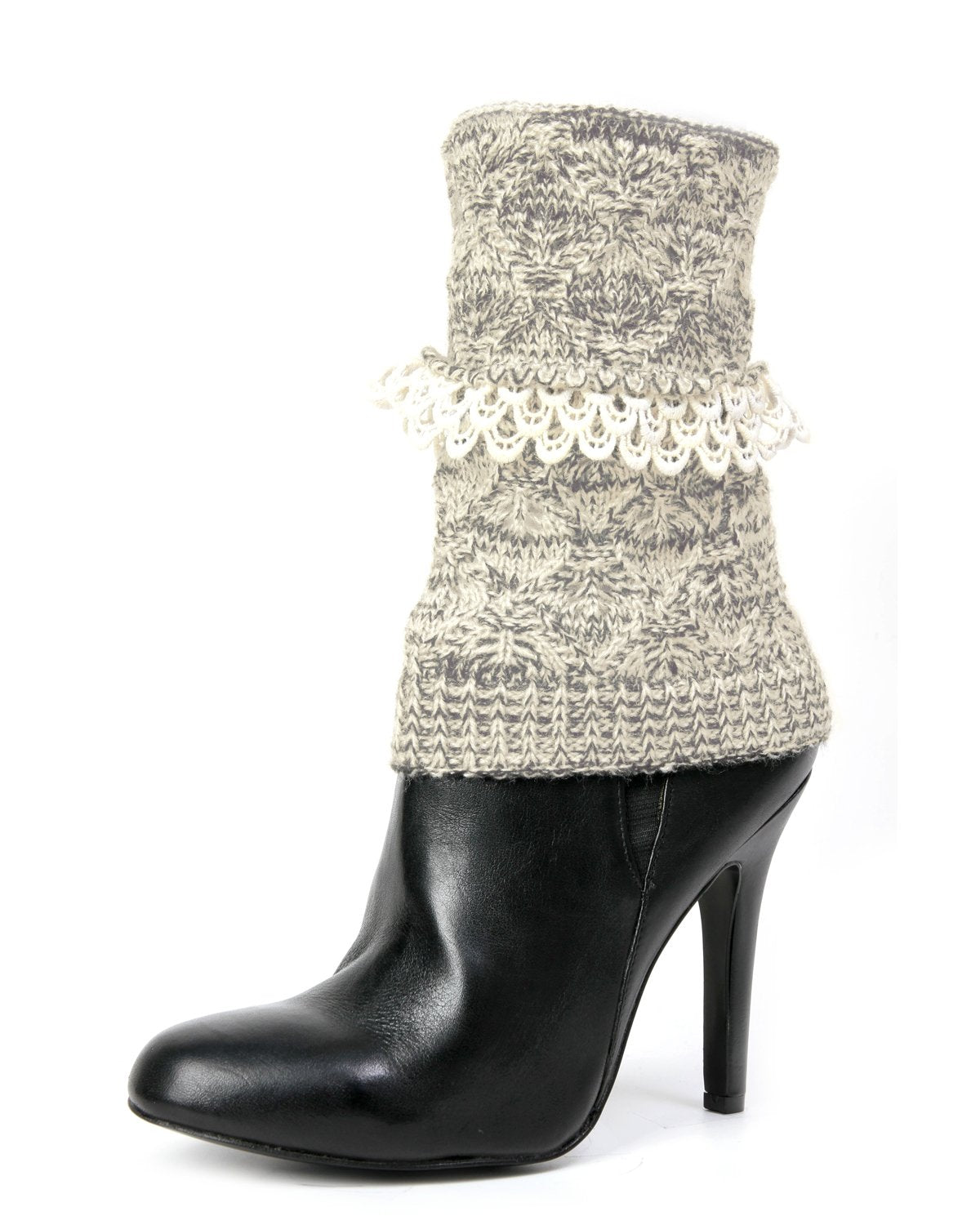 Icing Crochet Trim Knit Boot Topper : Color: Light Gray Heather