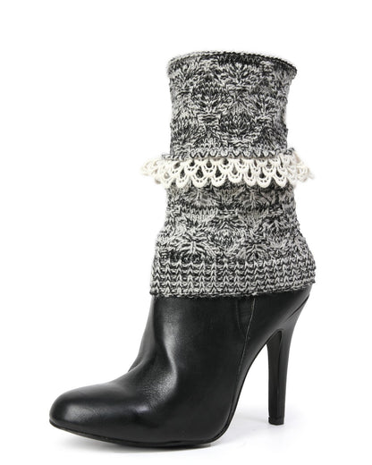 Icing Crochet Trim Knit Boot Topper : Color: Black