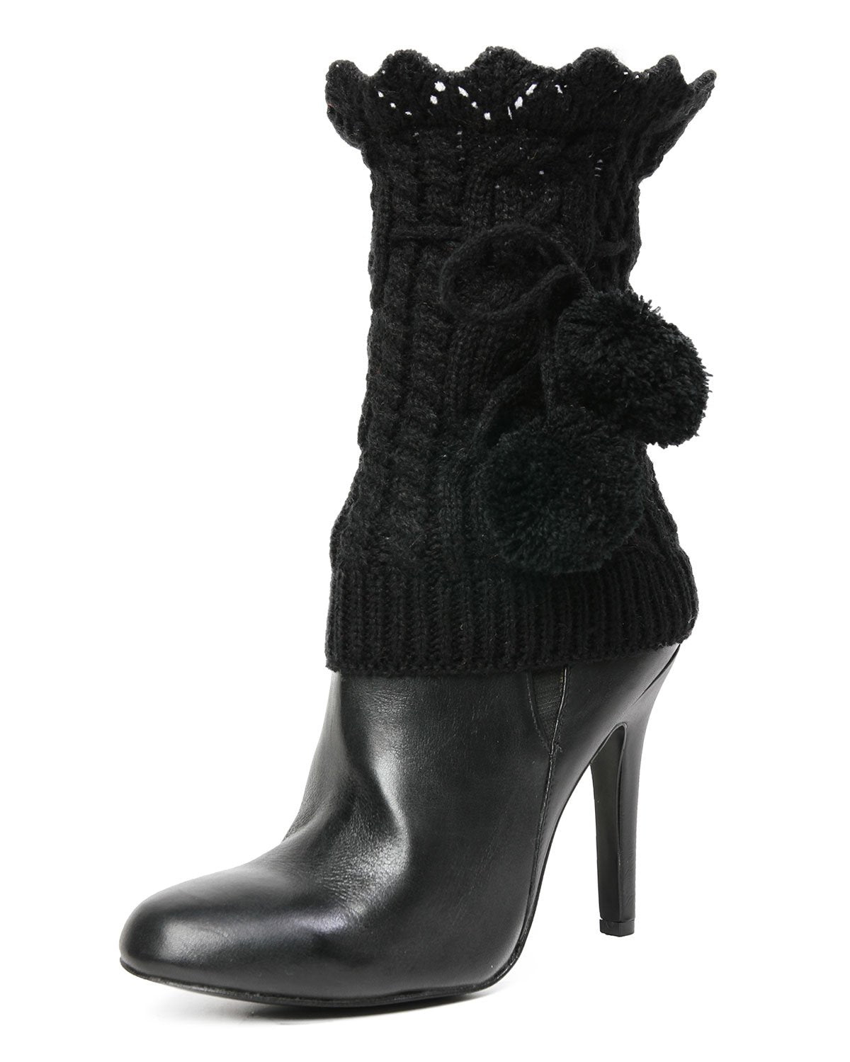 Blitzen Pom-Pom Knit Boot Toppers : Color: Black