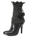 Blitzen Pom-Pom Knit Boot Toppers : Color: Dark Gray Heather