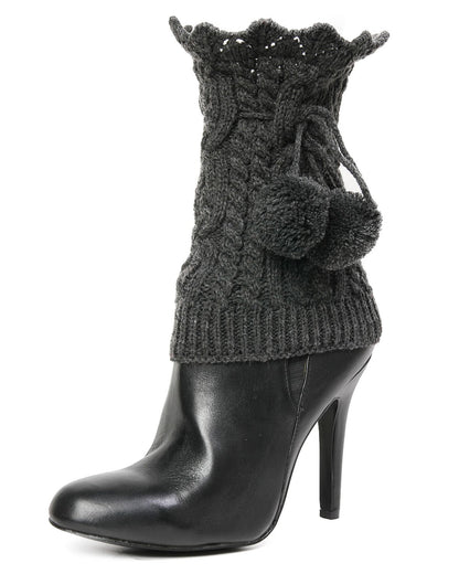 Blitzen Pom-Pom Knit Boot Toppers : Color: Dark Gray Heather