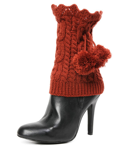 Blitzen Pom-Pom Knit Boot Toppers : Color: Fired Brick