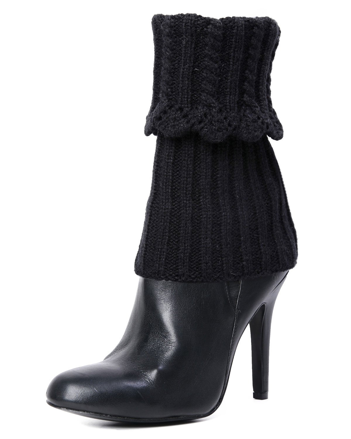 Donner Scalloped Rib Fold-Over Boot Topper : Color: Black