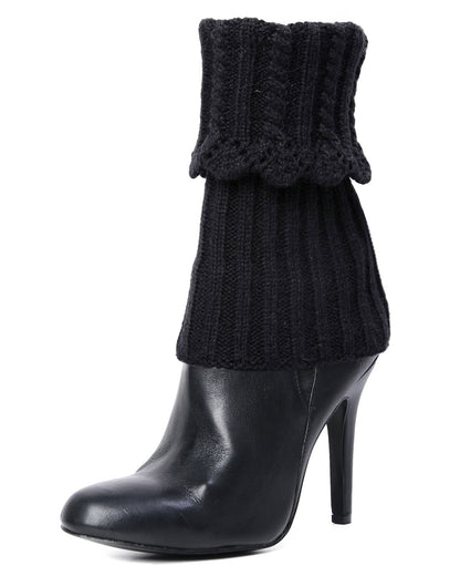 Donner Scalloped Rib Fold-Over Boot Topper : Color: Black