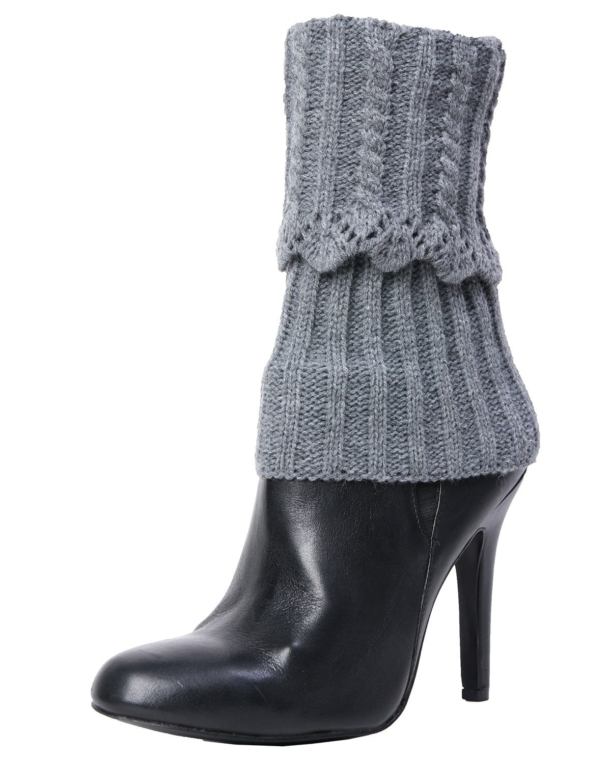 Donner Scalloped Rib Fold-Over Boot Topper : Color: Medium Gray Heather