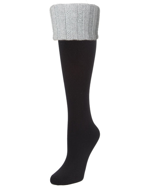 Leeds Fleece-Lined Cuffed Knee High Sock : Color: Black/Silver Lurex