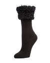 Women's Elegant Rib Cuffed Plush Crew Socks : Color: Black