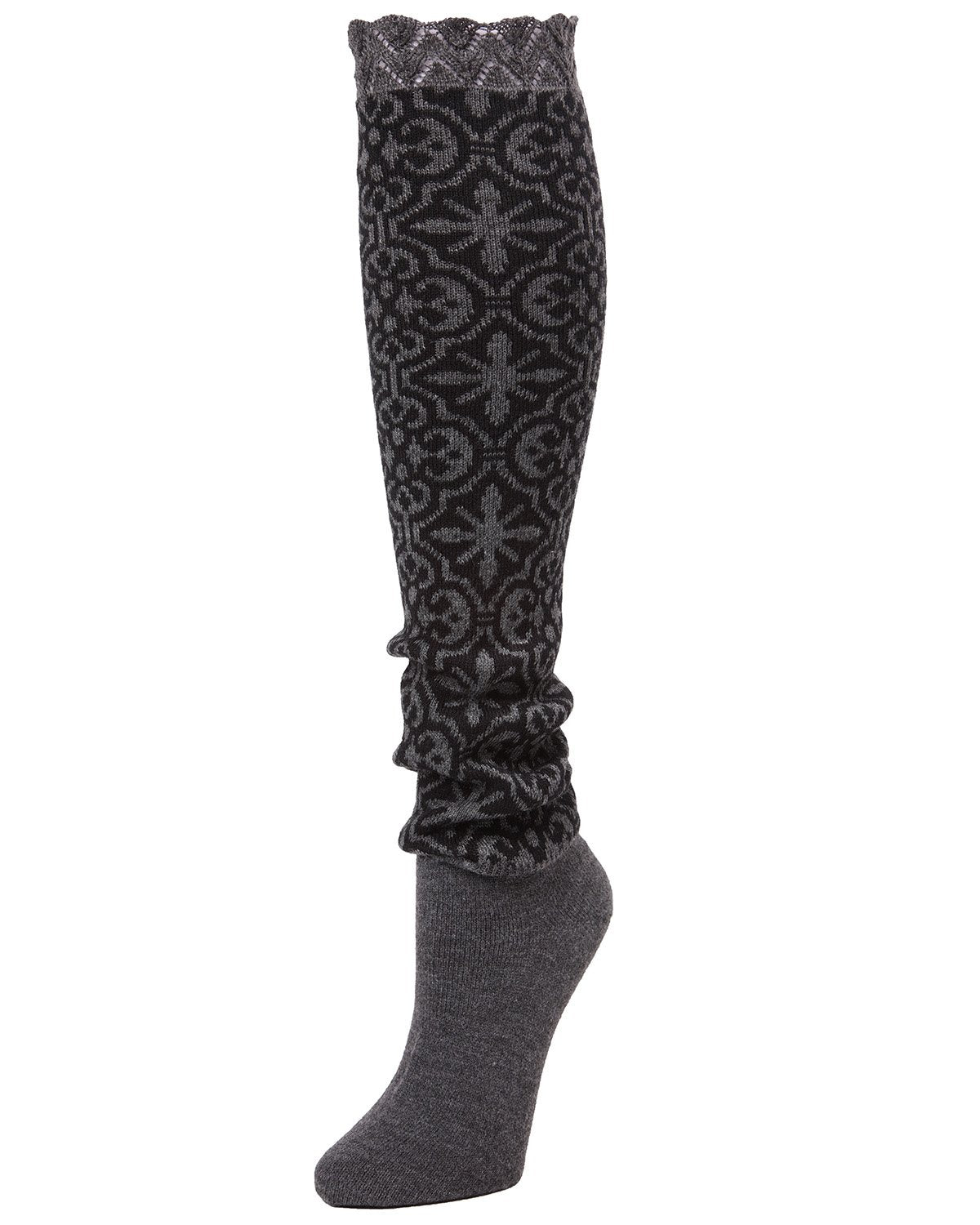 Chaleur Geometric Slouched Knee High Socks : Color: Dark Gray Heather